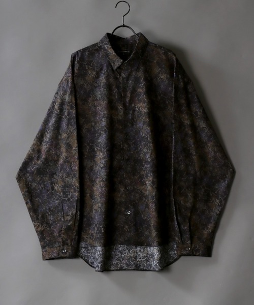 SITRY（シトリー）の「made in japan oversize misty marble balloon sleeve shirt/日本製 オーバーサイズ ドロップショルダー バルーンスリーブ シャツ/柄シャツ（シャツ/ブラウス・メンズ・ブラック/ブルー/グリーン/ワイン・M/L）」の3枚目の写真