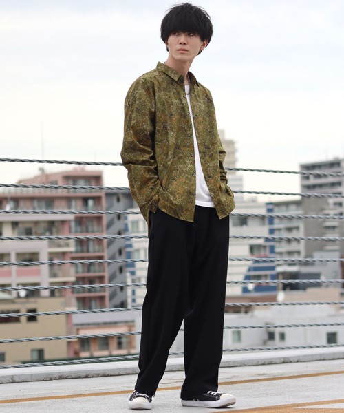 SITRY（シトリー）の「made in japan oversize misty marble balloon sleeve shirt/日本製 オーバーサイズ ドロップショルダー バルーンスリーブ シャツ/柄シャツ（シャツ/ブラウス・メンズ・ブラック/ブルー/グリーン/ワイン・M/L）」の17枚目の写真