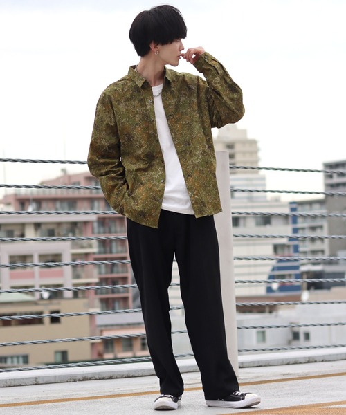 SITRY（シトリー）の「made in japan oversize misty marble balloon sleeve shirt/日本製 オーバーサイズ ドロップショルダー バルーンスリーブ シャツ/柄シャツ（シャツ/ブラウス・メンズ・ブラック/ブルー/グリーン/ワイン・M/L）」の20枚目の写真