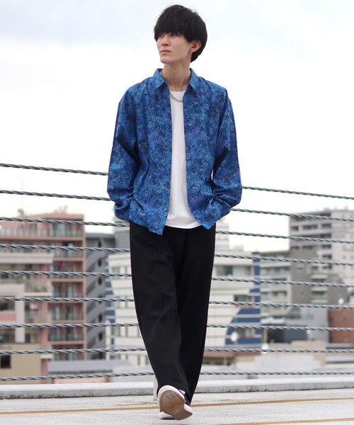 SITRY（シトリー）の「made in japan oversize misty marble balloon sleeve shirt/日本製 オーバーサイズ ドロップショルダー バルーンスリーブ シャツ/柄シャツ（シャツ/ブラウス・メンズ・ブラック/ブルー/グリーン/ワイン・M/L）」の13枚目の写真