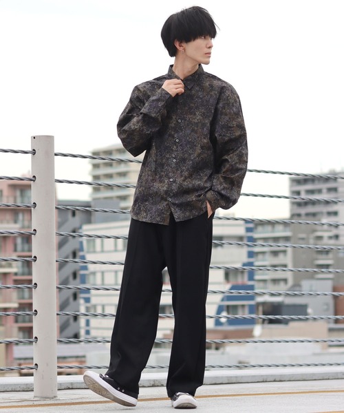 SITRY（シトリー）の「made in japan oversize misty marble balloon sleeve shirt/日本製 オーバーサイズ ドロップショルダー バルーンスリーブ シャツ/柄シャツ（シャツ/ブラウス・メンズ・ブラック/ブルー/グリーン/ワイン・M/L）」の18枚目の写真