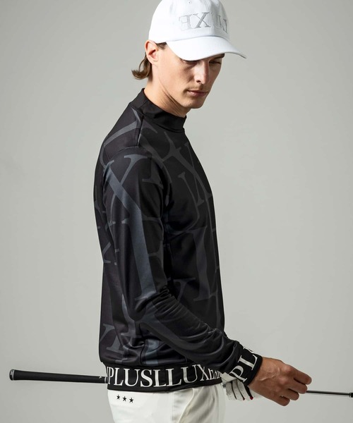 【セール】LUXEAKMPLUS(リュクスエイケイエムプラス)ゴルフ 裾ロゴ総柄モックネックTシャツ（Tシャツ/カットソー）｜LUXEAKMPLUS（リュクスエイケイエムプラス）