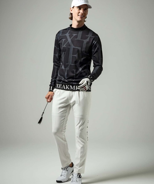 【セール】LUXEAKMPLUS(リュクスエイケイエムプラス)ゴルフ 裾ロゴ総柄モックネックTシャツ（Tシャツ/カットソー）｜LUXEAKMPLUS（リュクスエイケイエムプラス）