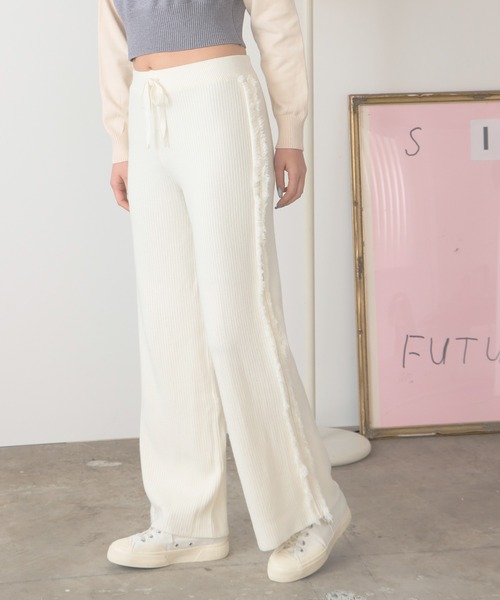 ROOPTOKYO（ループトウキョウ）の「フリンジラインニットパンツ（その他パンツ・レディース・ホワイト/ブラック/ベージュ・FREE）」の7枚目の写真