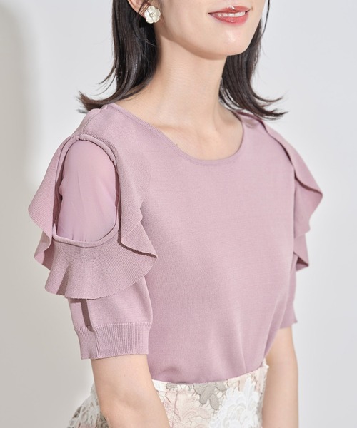 tocco closet（トッコ　クローゼット）の「フリル付きシフォン切り替えニットプルオーバー（ニット/セーター・レディース・ピンク系その他/ブラック・M）」の11枚目の写真