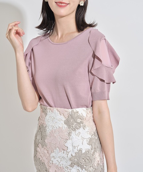tocco closet（トッコ　クローゼット）の「フリル付きシフォン切り替えニットプルオーバー（ニット/セーター・レディース・ピンク系その他/ブラック・M）」の10枚目の写真