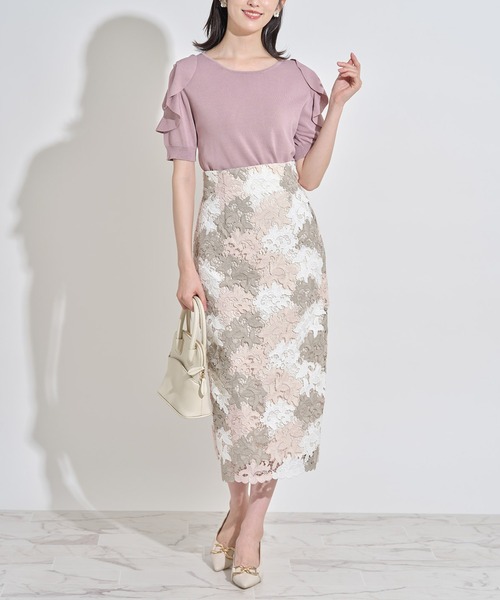 tocco closet（トッコ　クローゼット）の「フリル付きシフォン切り替えニットプルオーバー（ニット/セーター・レディース・ピンク系その他/ブラック・M）」の8枚目の写真