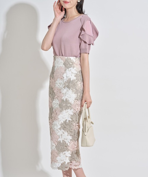 tocco closet（トッコ　クローゼット）の「フリル付きシフォン切り替えニットプルオーバー（ニット/セーター・レディース・ピンク系その他/ブラック・M）」の9枚目の写真