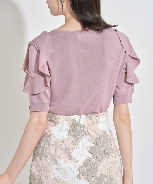 tocco closet（トッコ　クローゼット）の「フリル付きシフォン切り替えニットプルオーバー（ニット/セーター・レディース・ピンク系その他/ブラック・M）」の12枚目の写真