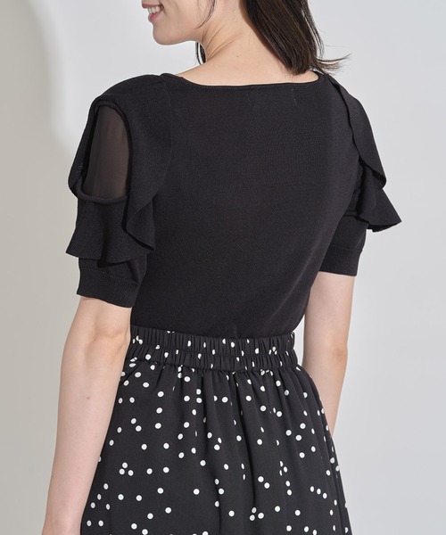 tocco closet（トッコ　クローゼット）の「フリル付きシフォン切り替えニットプルオーバー（ニット/セーター・レディース・ピンク系その他/ブラック・M）」の7枚目の写真
