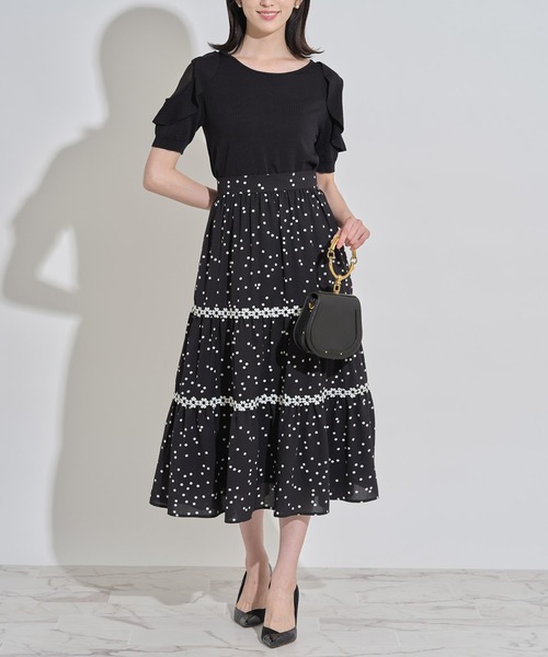 tocco closet（トッコ　クローゼット）の「フリル付きシフォン切り替えニットプルオーバー（ニット/セーター・レディース・ピンク系その他/ブラック・M）」の3枚目の写真