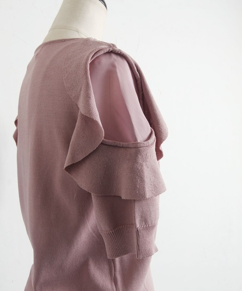 tocco closet（トッコ　クローゼット）の「フリル付きシフォン切り替えニットプルオーバー（ニット/セーター・レディース・ピンク系その他/ブラック・M）」の19枚目の写真