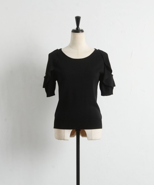 tocco closet（トッコ　クローゼット）の「フリル付きシフォン切り替えニットプルオーバー（ニット/セーター・レディース・ピンク系その他/ブラック・M）」の13枚目の写真
