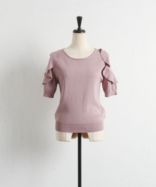 tocco closet（トッコ　クローゼット）の「フリル付きシフォン切り替えニットプルオーバー（ニット/セーター・レディース・ピンク系その他/ブラック・M）」の14枚目の写真