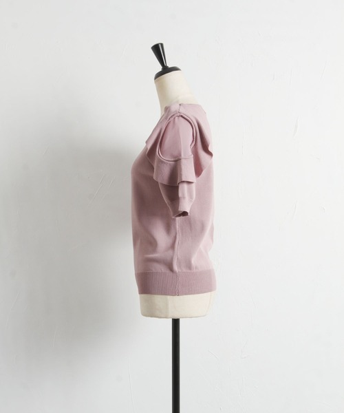 tocco closet（トッコ　クローゼット）の「フリル付きシフォン切り替えニットプルオーバー（ニット/セーター・レディース・ピンク系その他/ブラック・M）」の15枚目の写真