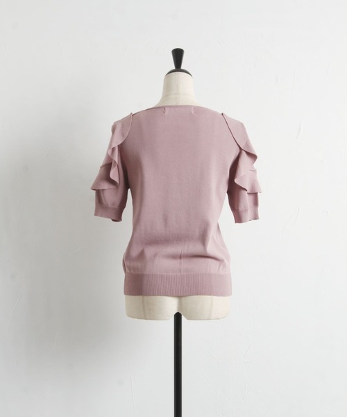 tocco closet（トッコ　クローゼット）の「フリル付きシフォン切り替えニットプルオーバー（ニット/セーター・レディース・ピンク系その他/ブラック・M）」の16枚目の写真