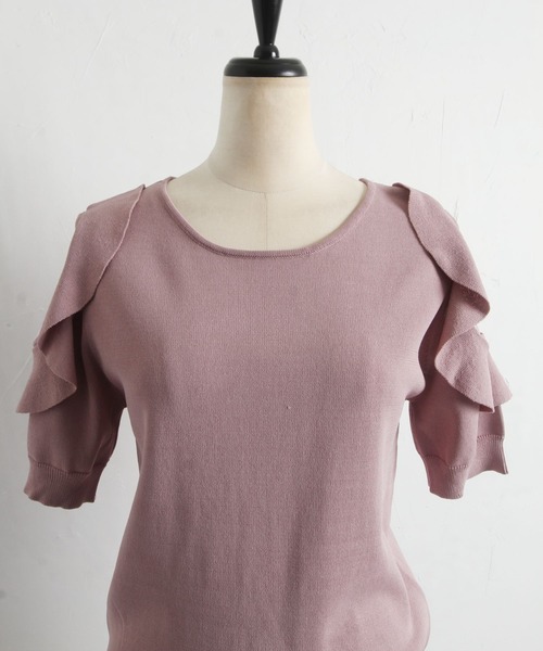 tocco closet（トッコ　クローゼット）の「フリル付きシフォン切り替えニットプルオーバー（ニット/セーター・レディース・ピンク系その他/ブラック・M）」の17枚目の写真