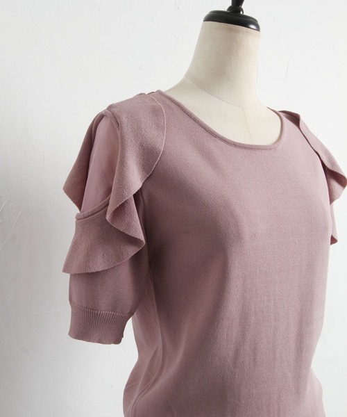 tocco closet（トッコ　クローゼット）の「フリル付きシフォン切り替えニットプルオーバー（ニット/セーター・レディース・ピンク系その他/ブラック・M）」の18枚目の写真