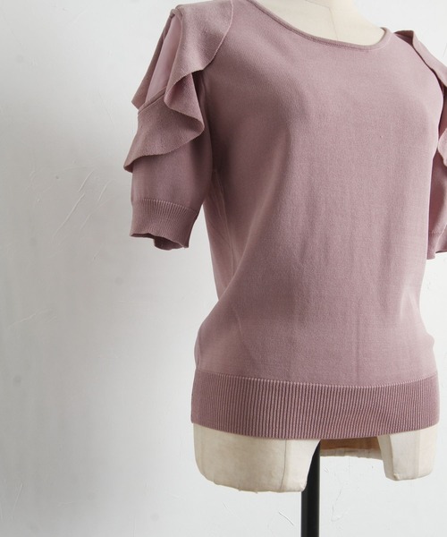 tocco closet（トッコ　クローゼット）の「フリル付きシフォン切り替えニットプルオーバー（ニット/セーター・レディース・ピンク系その他/ブラック・M）」の20枚目の写真