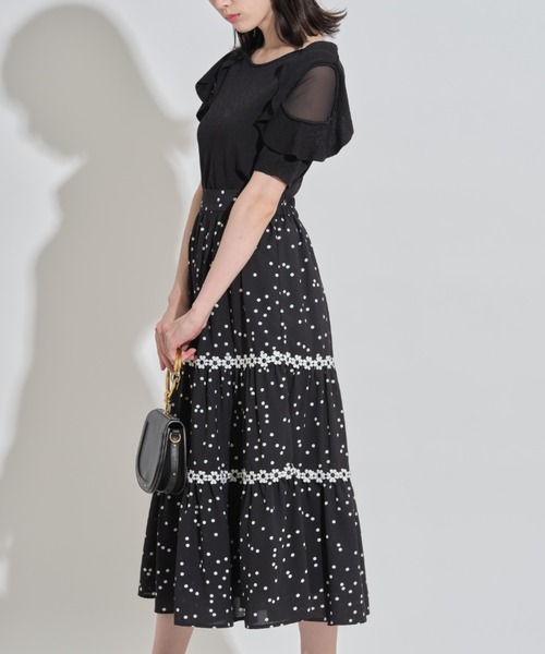 tocco closet（トッコ　クローゼット）の「フリル付きシフォン切り替えニットプルオーバー（ニット/セーター・レディース・ピンク系その他/ブラック・M）」の4枚目の写真