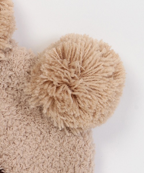 petit main（プティマイン）の「アニマルマシュマロビーニー（ニットキャップ/ビーニー・キッズ・アイボリー/ライトピンク/モカ・46cm/48cm）」の8枚目の写真