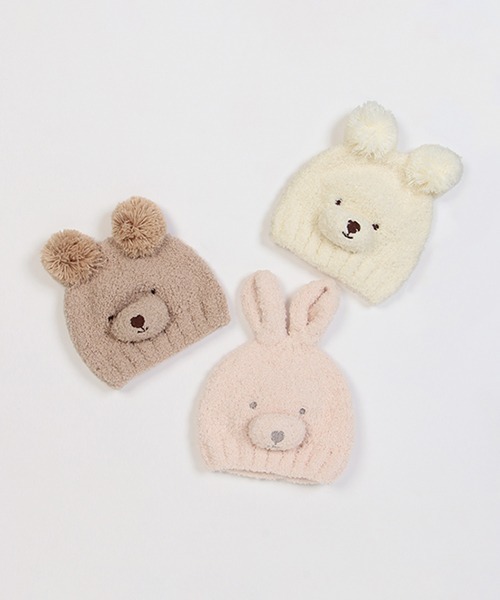 petit main（プティマイン）の「アニマルマシュマロビーニー（ニットキャップ/ビーニー・キッズ・アイボリー/ライトピンク/モカ・46cm/48cm）」の5枚目の写真
