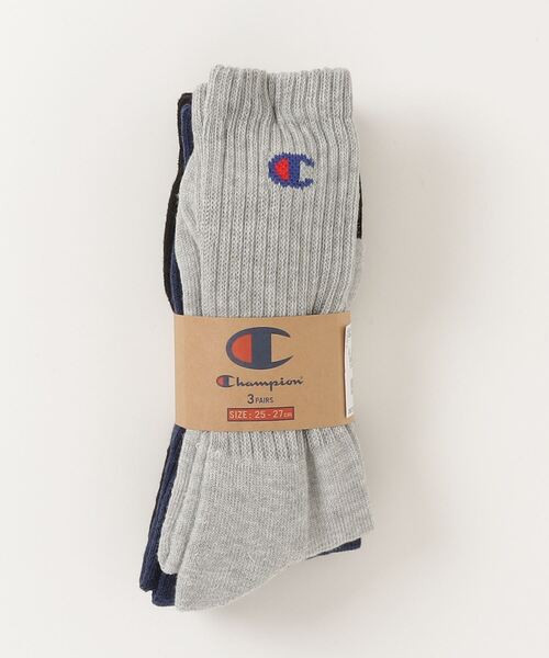 Champion(チャンピオン)の「【CHAMPION/チャンピオン】 フルレングスソックス3P CMSCY002 ワンポイントロゴ 3足組(ソックス/靴下・メンズ・ネイビー/グレー/ブラック/ホワイト・MEDIUM/SMALL/LARGE)」の4枚目の写真
