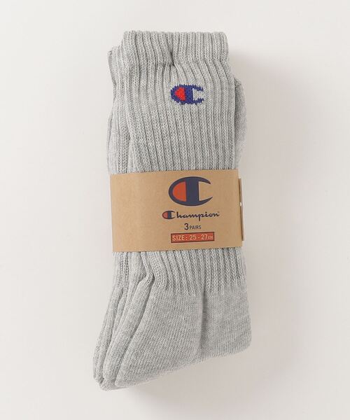 Champion(チャンピオン)の「【CHAMPION/チャンピオン】 フルレングスソックス3P CMSCY002 ワンポイントロゴ 3足組(ソックス/靴下・メンズ・ネイビー/グレー/ブラック/ホワイト・MEDIUM/SMALL/LARGE)」の2枚目の写真