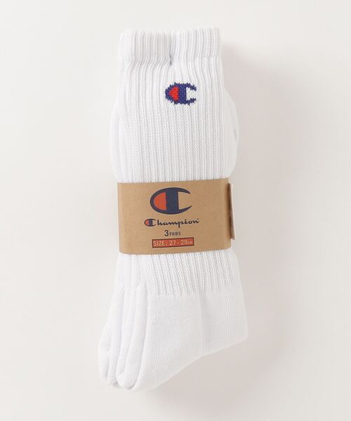 Champion(チャンピオン)の「【CHAMPION/チャンピオン】 フルレングスソックス3P CMSCY002 ワンポイントロゴ 3足組(ソックス/靴下・メンズ・ネイビー/グレー/ブラック/ホワイト・MEDIUM/SMALL/LARGE)」の3枚目の写真