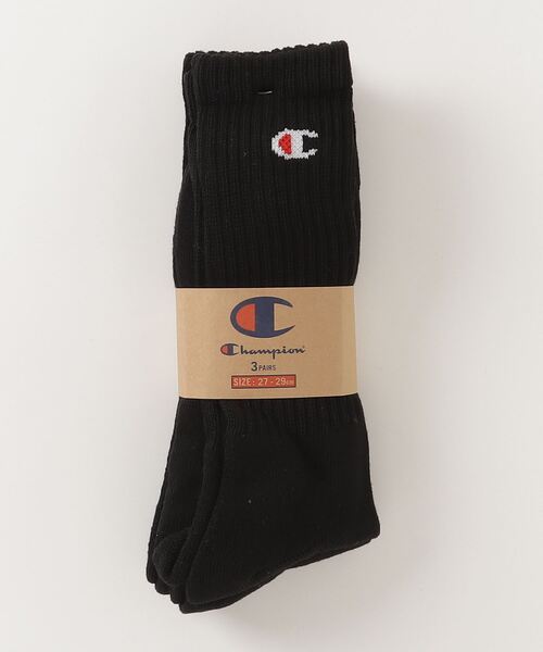 Champion(チャンピオン)の「【CHAMPION/チャンピオン】 フルレングスソックス3P CMSCY002 ワンポイントロゴ 3足組(ソックス/靴下・メンズ・ネイビー/グレー/ブラック/ホワイト・MEDIUM/SMALL/LARGE)」の1枚目の写真