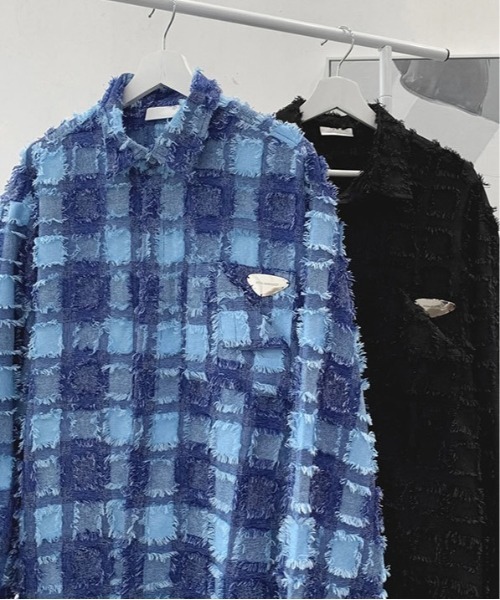 Burner（バーナー）の「【OKUOKU　0909】チェック柄 / シャツ / カジュアル / デザイン oku-outer-685322485397-43 U（その他アウター・メンズ・ブルー/ブラック・L/XL/M）」の4枚目の写真