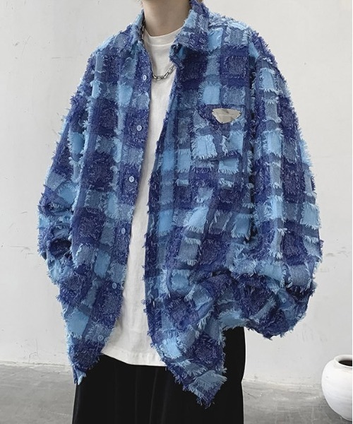 Burner（バーナー）の「【OKUOKU　0909】チェック柄 / シャツ / カジュアル / デザイン oku-outer-685322485397-43 U（その他アウター・メンズ・ブルー/ブラック・L/XL/M）」の12枚目の写真