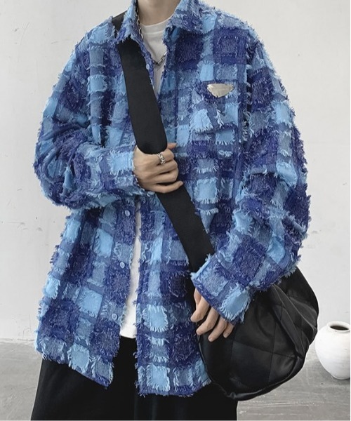 Burner（バーナー）の「【OKUOKU　0909】チェック柄 / シャツ / カジュアル / デザイン oku-outer-685322485397-43 U（その他アウター・メンズ・ブルー/ブラック・L/XL/M）」の13枚目の写真