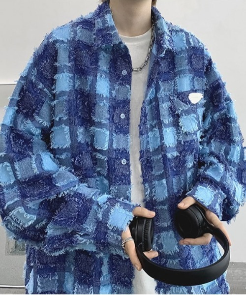 Burner（バーナー）の「【OKUOKU　0909】チェック柄 / シャツ / カジュアル / デザイン oku-outer-685322485397-43 U（その他アウター・メンズ・ブルー/ブラック・L/XL/M）」の14枚目の写真