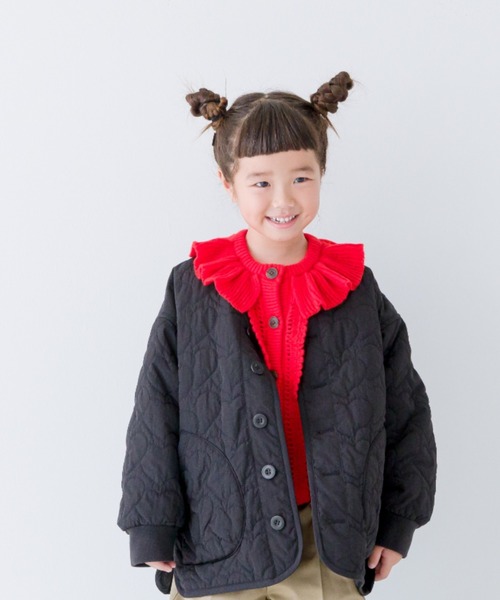 LOWRYS FARM（ローリーズファーム）の「ハートキルトブルゾン　969504（ナイロンジャケット・キッズ・アイボリー/ブラック・140cm/110cm/150cm/120cm/130cm）」の2枚目の写真