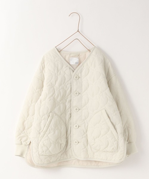 LOWRYS FARM（ローリーズファーム）の「ハートキルトブルゾン　969504（ナイロンジャケット・キッズ・アイボリー/ブラック・140cm/110cm/150cm/120cm/130cm）」の3枚目の写真