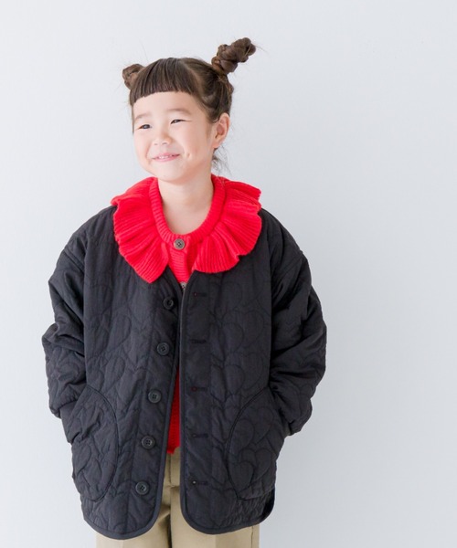 LOWRYS FARM（ローリーズファーム）の「ハートキルトブルゾン　969504（ナイロンジャケット・キッズ・アイボリー/ブラック・140cm/110cm/150cm/120cm/130cm）」の14枚目の写真