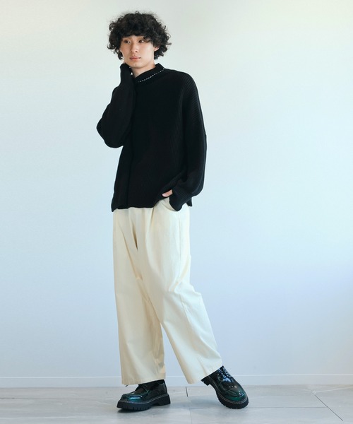 aimoha（アイモハ）の「aimoha men飾りステッチワイドパンツ（スラックス・メンズ・ブラック/ホワイト/ブラウン・MEDIUM/LARGE/X-LARGE）」の22枚目の写真