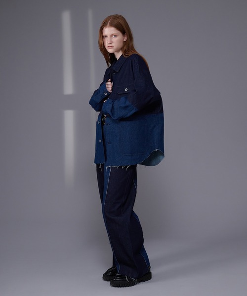 ONCILY（オンシェリー）の「【SET UP可能】BICOLOR DENIM JACKET / バイカラーデニムジャケット（デニムジャケット・メンズ・ブラック/インディゴブルー・MEDIUM/LARGE）」の13枚目の写真