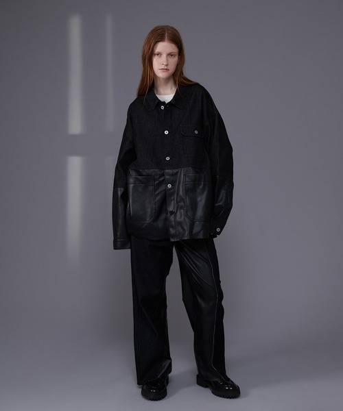 ONCILY（オンシェリー）の「【SET UP可能】BICOLOR DENIM JACKET / バイカラーデニムジャケット（デニムジャケット・メンズ・ブラック/インディゴブルー・MEDIUM/LARGE）」の4枚目の写真