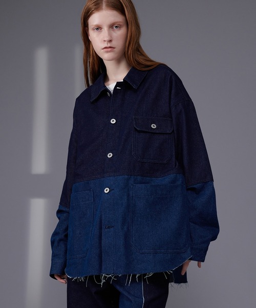 ONCILY（オンシェリー）の「【SET UP可能】BICOLOR DENIM JACKET / バイカラーデニムジャケット（デニムジャケット・メンズ・ブラック/インディゴブルー・MEDIUM/LARGE）」の20枚目の写真