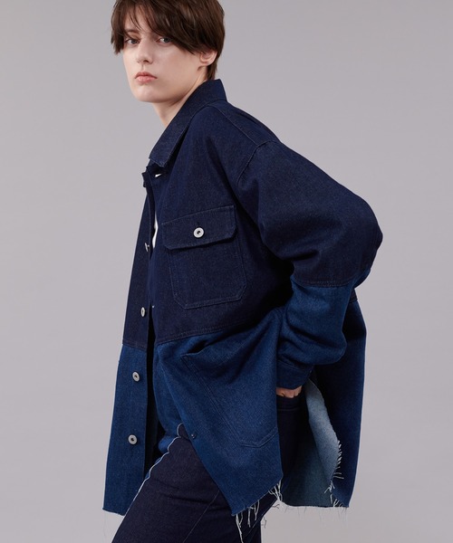 ONCILY（オンシェリー）の「【SET UP可能】BICOLOR DENIM JACKET / バイカラーデニムジャケット（デニムジャケット・メンズ・ブラック/インディゴブルー・MEDIUM/LARGE）」の21枚目の写真