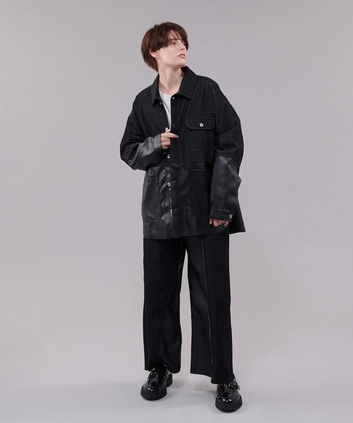 セール】【SET UP可能】BICOLOR DENIM JACKET / バイカラーデニム