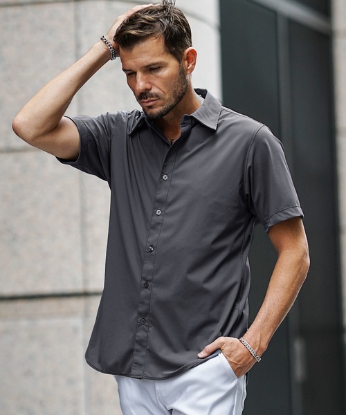 SOMEDIFF(サムディフ)の「【SOMEDIFF】ストレッチ 半袖&長袖シャツ メンズ レギュラーカラーシャツ ワイシャツ ホワイト 無地 夏服(シャツ/ブラウス・メンズ・ホワイト/ブラック/グレー/ブルー/グリーン/グレー系その他/ホワイト系その他/ブラック系その他・M/L/XL/XXL/S)」の6枚目の写真
