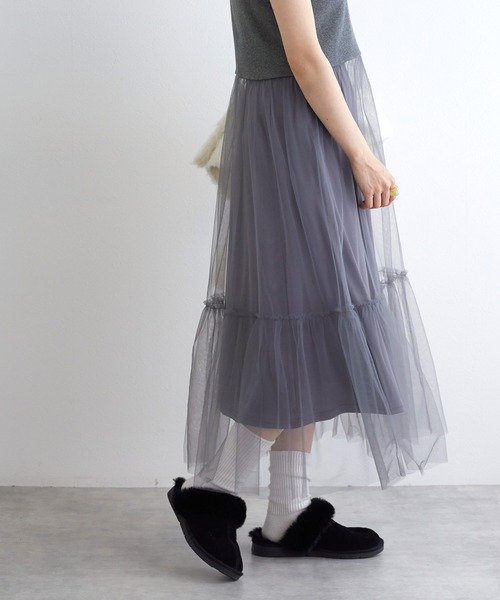 w closet（ダブルクローゼット）の「カット×チュールキャミワンピース