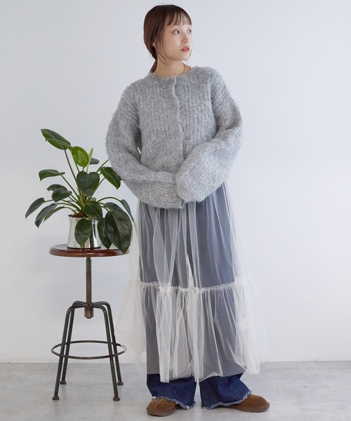 w closet（ダブルクローゼット）の「カット×チュールキャミワンピース（ワンピース・レディース・ブラック/キナリ/グレー・FREE）」の13枚目の写真