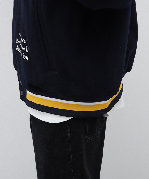 NBA(エヌビーエー)の「WEB限定【Off The Court by NBA】MeltonJacket(スタジャン・メンズ・ブラック/ネイビー・MEDIUM/LARGE)」の19枚目の写真