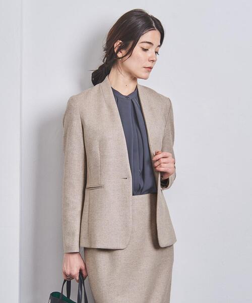 UNITED ARROWS（ユナイテッドアローズ）の「CLASS/TWD ノーカラージャケット（ノーカラージャケット・レディース・ライトグレー/ベージュ/ネイビー・34/36/38/40）」の6枚目の写真