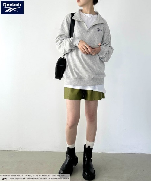 Reebok(リーボック)の「【WEB限定 別注】Reebok(リーボック)/ワンポイント 刺繍ロゴ ハーフジップ スウェット プルオーバー(スウェット・レディース・グレー/ブラック/アイボリー・FREE)」の17枚目の写真