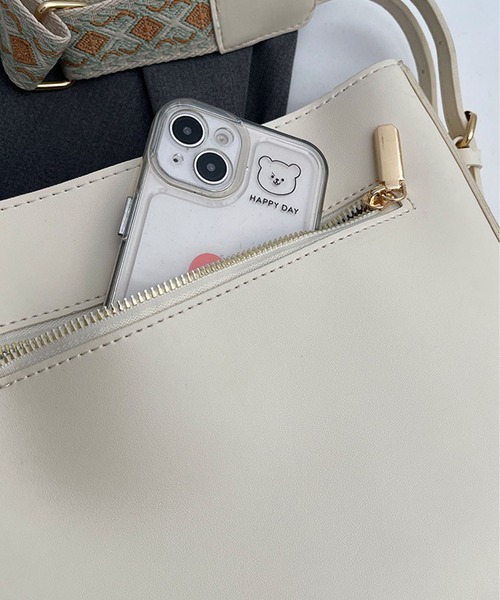 LA VORAGINE（ラ ヴォラジネ）の「外ポケット　スクエアショルダーバッグ（ショルダーバッグ・レディース・アイボリー/ブラウン/ブラック/ベージュ・FREE）」の14枚目の写真